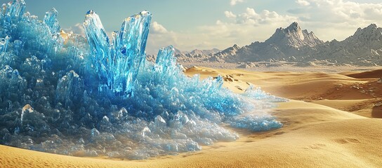 animated scene of an arid desert landscape with sand dunes