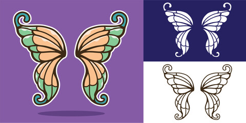 set of butterfly wings good for sticker, element design, decal, tattoo, logo, etc