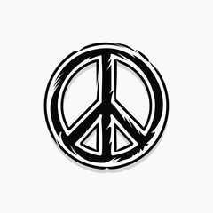 Peace symbol hand drawn vector illustration. Circle international peace icon for anti war or nuclear disarmament