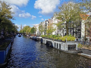 city canal in Amsterdam, Netherlands