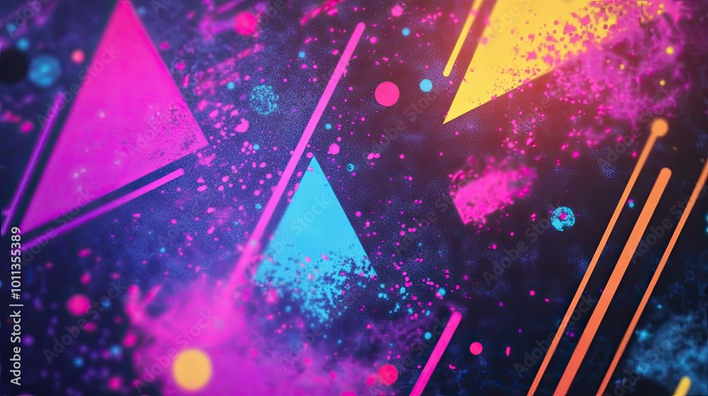 Fototapete vintage 90s-themed letter paper with neon splashes, retro graphics, and ample space for adding your 