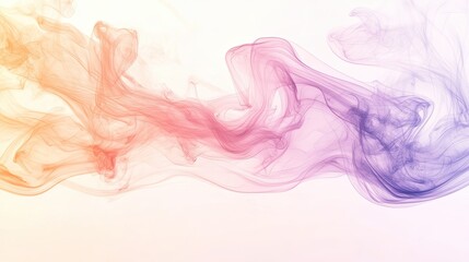 Wisps of pastel smoke in peach, mint, and lilac hues rise and swirl elegantly on a light background, evoking a tranquil and surreal feel.