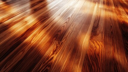 Polished hardwood floorboards with subtle grains, creating a refined, elegant background for furniture ads or interior design presentations.