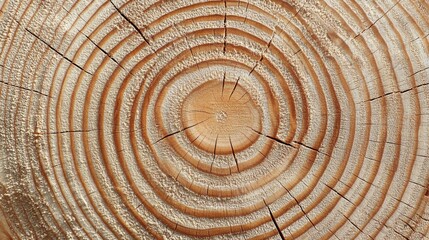 Naklejka premium Close-up View of Tree Rings Showing Growth Patterns in Wood From a Mature Tree Trunk