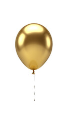 Golden 3D ballon on transparent background. Cut out