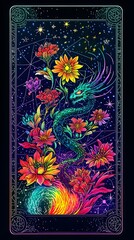 Colorful Tarot Card Featuring a Mystical Creature