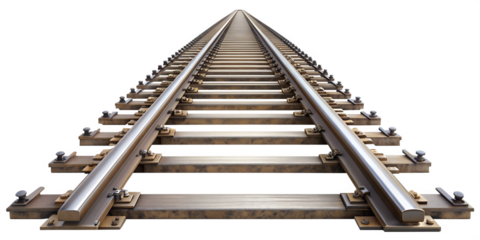 railroad tracks isolated on white background.AI GENERATED