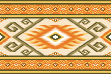 Traditional ikat pattern with striking geometric shapes and intricate details. Thisl seamless pattern is perfect for textiles, fashion, home decor and digital backgrounds. Inspired by indigenous 