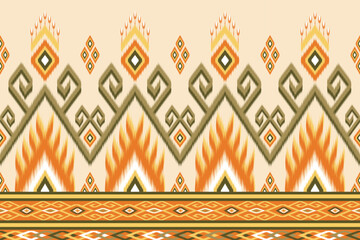 Traditional ikat pattern with striking geometric shapes and intricate details. Thisl seamless pattern is perfect for textiles, fashion, home decor and digital backgrounds. Inspired by indigenous 