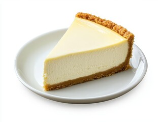 A classic New York cheesecake on an elegant white plate