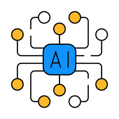 artificial intelligence ai scheme line icon vector. artificial intelligence ai scheme sign. isolated symbol illustration