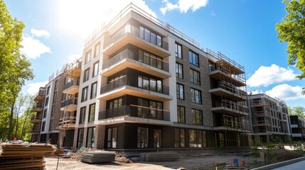 Modern apartment building under construction