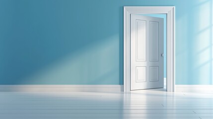 Fototapeta premium White open door with bright light flooding room
