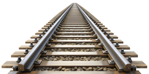 railroad tracks isolated on white background.AI GENERATED