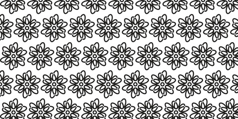 Cool seamless floral pattern in black with white background