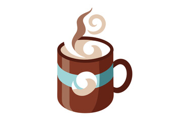 Cozy winter vibes with a steaming mug of hot cocoa topped with marshmallows vector illustration
