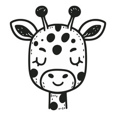 cartoon head giraffe wild animal doodle hand drawn vector illustration template design