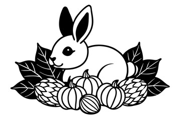 Delightful Vector Illustration of a Bunny Hidden in a Cozy Leaf Pile
