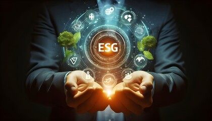 An image depicting the concept of ESG (Environmental, Social, and Governance) Risk Management representing sustainability, corporate responsibility, and ethical business practices.