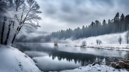 lake with winter