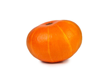 This bright orange pumpkin showcases its smooth skin and rounded shape, ideal for Halloween decorations and Thanksgiving dishes. Its seasonal colors enhance any autumn setting.