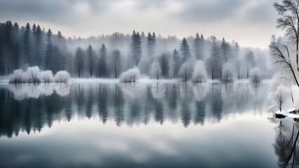 Fototapeta premium lake with winter