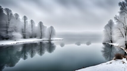Fototapeta premium lake with winter