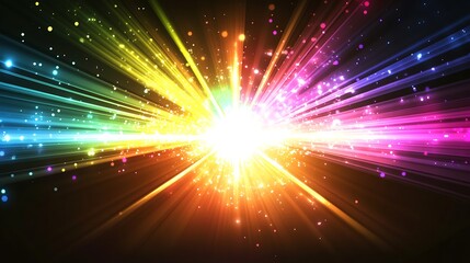 Abstract colorful light explosion on black background.