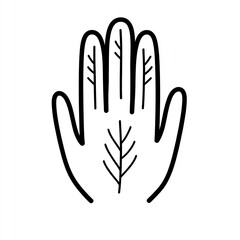 Obraz premium a close-up of a palm reading hand with simple line art, emphasizing the lines on the palm, no text or branding elements