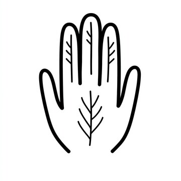 hand with trees, black and white clip art preview