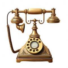 old telephone illustration isolated on plain white background