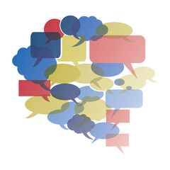 Big Round Speech Bubble Set Made From Lots of Colorful Small Bubbles - Template with Retro Style Color Shades - Design for Web, Isolated on White Background - Illustration in Editable Vector Format