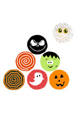 Set of face monster halloween icon.monster cookies on white background