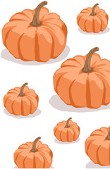 Orange Pumpkin fruit on white background. Hallowen decoration