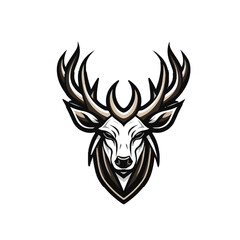 Reindeer Natal esport logo in vector style with a black and white background and thicker outline, without text.