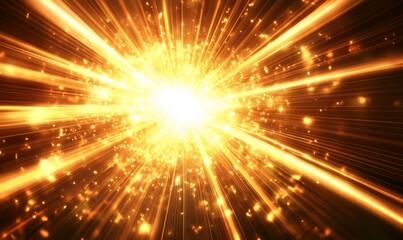 Naklejka premium Brilliant Golden Explosion Illuminating a Dark Backdrop With Radiant Rays of Light Expanding Outward