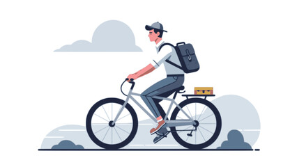 Fototapeta premium Silhouette of cyclist riding a bike on a sunny day