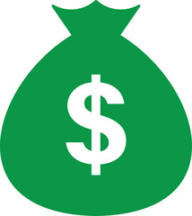 Green money bag icon with dollar sign . Green money bag icon vector