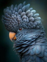 Detailed Portrait of a Blue Parrot with Textured Feathers

