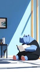 Newborn hippo writing its memoir