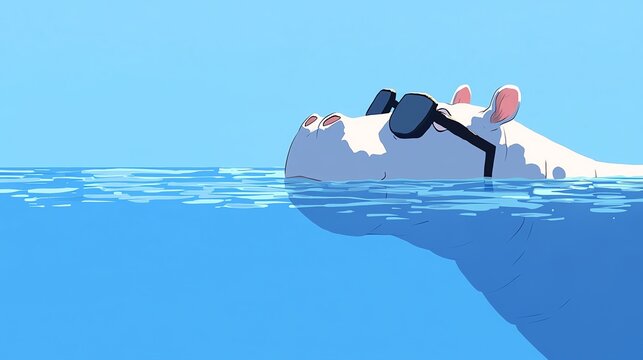 Newborn hippos first swimming lesson