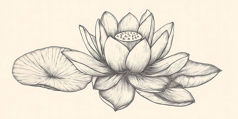 Obraz premium Delicate line drawing of a blooming flower with petals isolated on solid white background 
