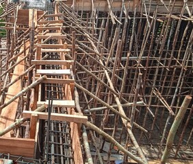 Wooden formwork for concrete block construction