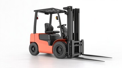Red and Black Forklift Parked in a Bright Warehouse Setting With Clear Space Around It
