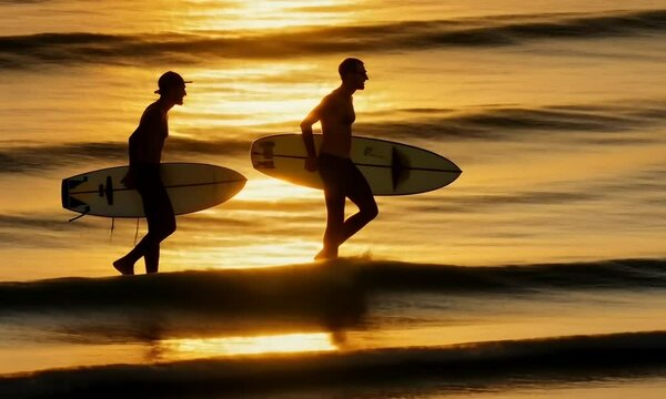 surfer on the beach at night background