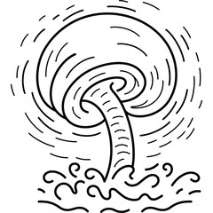 Typhoon symbol. Vector outline illustration. 