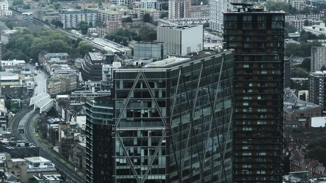 North London And East London Cityscape, The City Of London Panorama Aerial View Urban Skyline, England, UK, Financial District Skyscrapers In Bishopsgate, The Square Mile