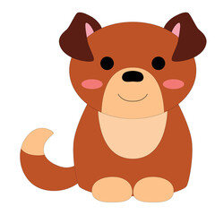 cute cartoon little brown happy puppy, paws, tail, stock vector, white background