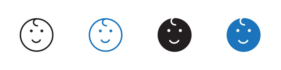 Obraz premium Baby icon linear graphics set vector in black