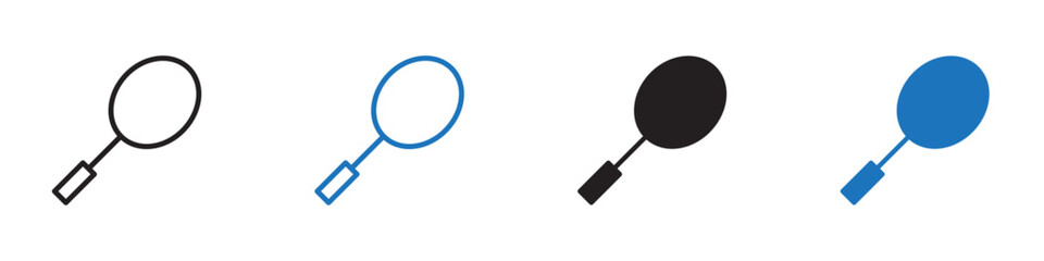 Badminton icon linear graphics set vector in black